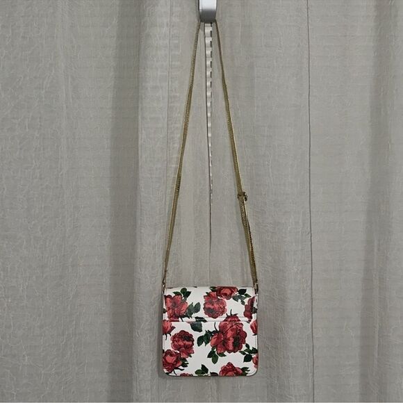 DISNEY Beauty & The Beast Rose Floral Gold Tone Faux Leather Mini Crossbody Bag - Picture 4 of 10